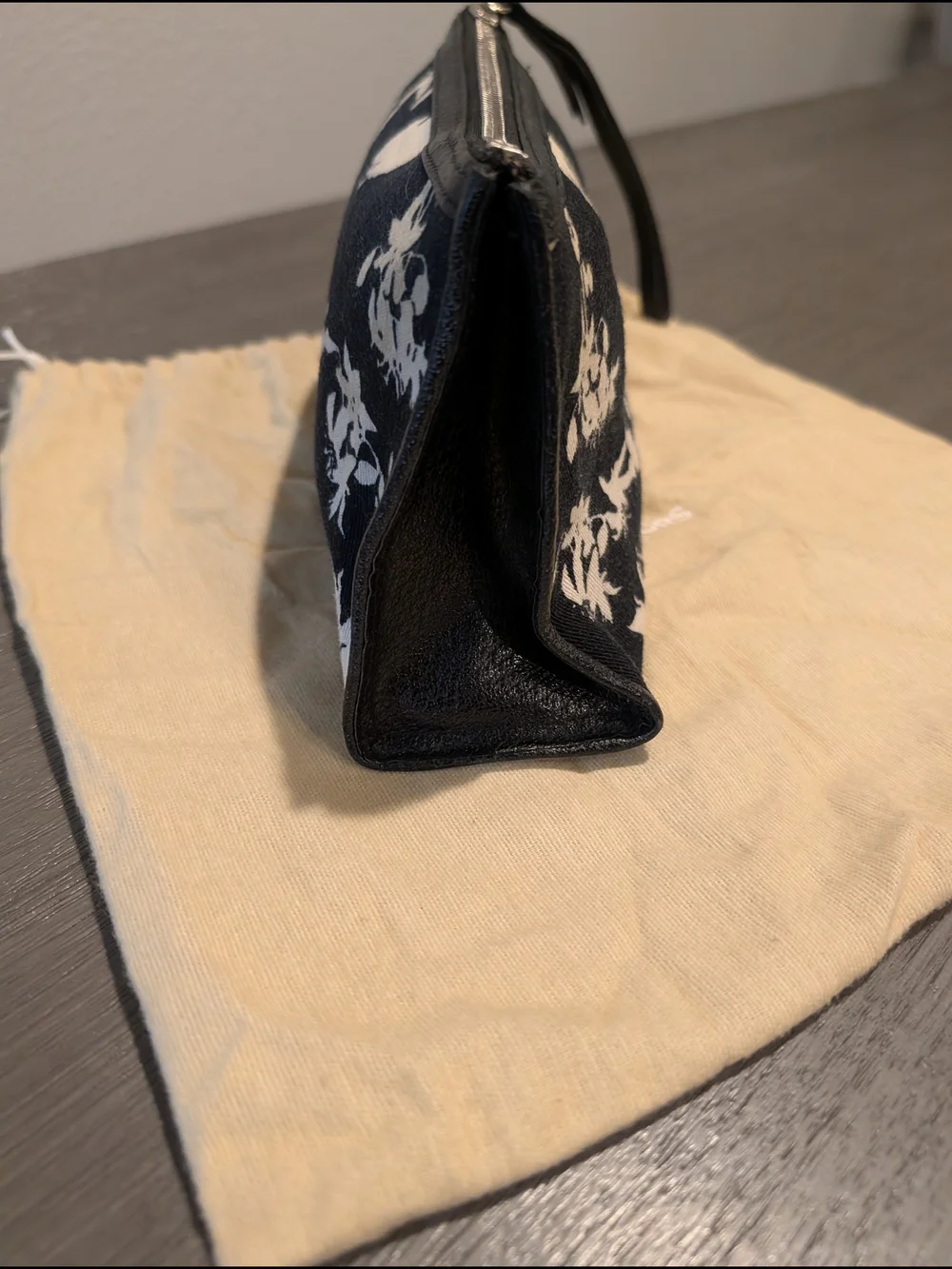 Michael Kors Black & Cream Floral Wristlet Clutch